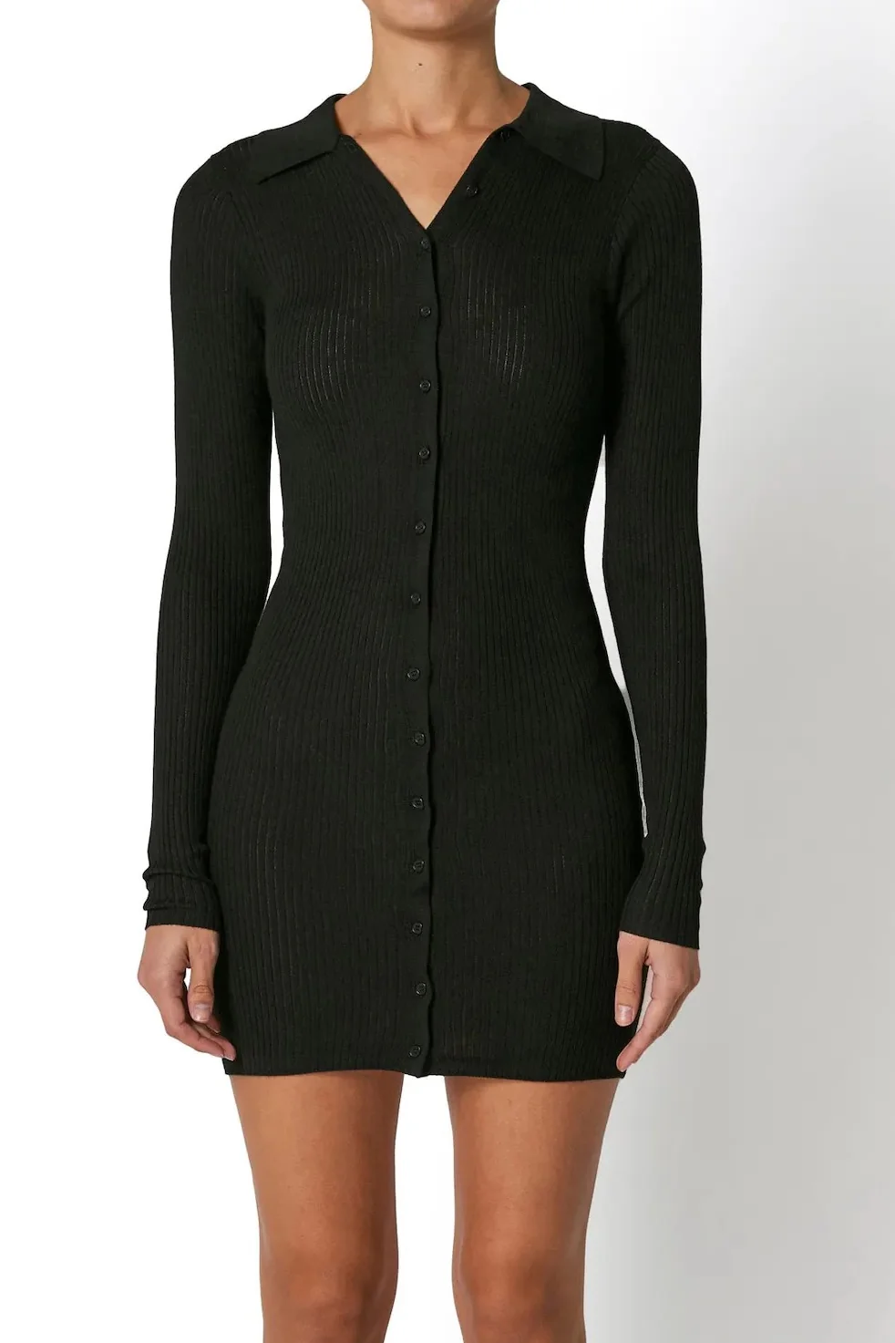 ROLLAS Womens Caroline Knit Mini Dress Black - Image 5