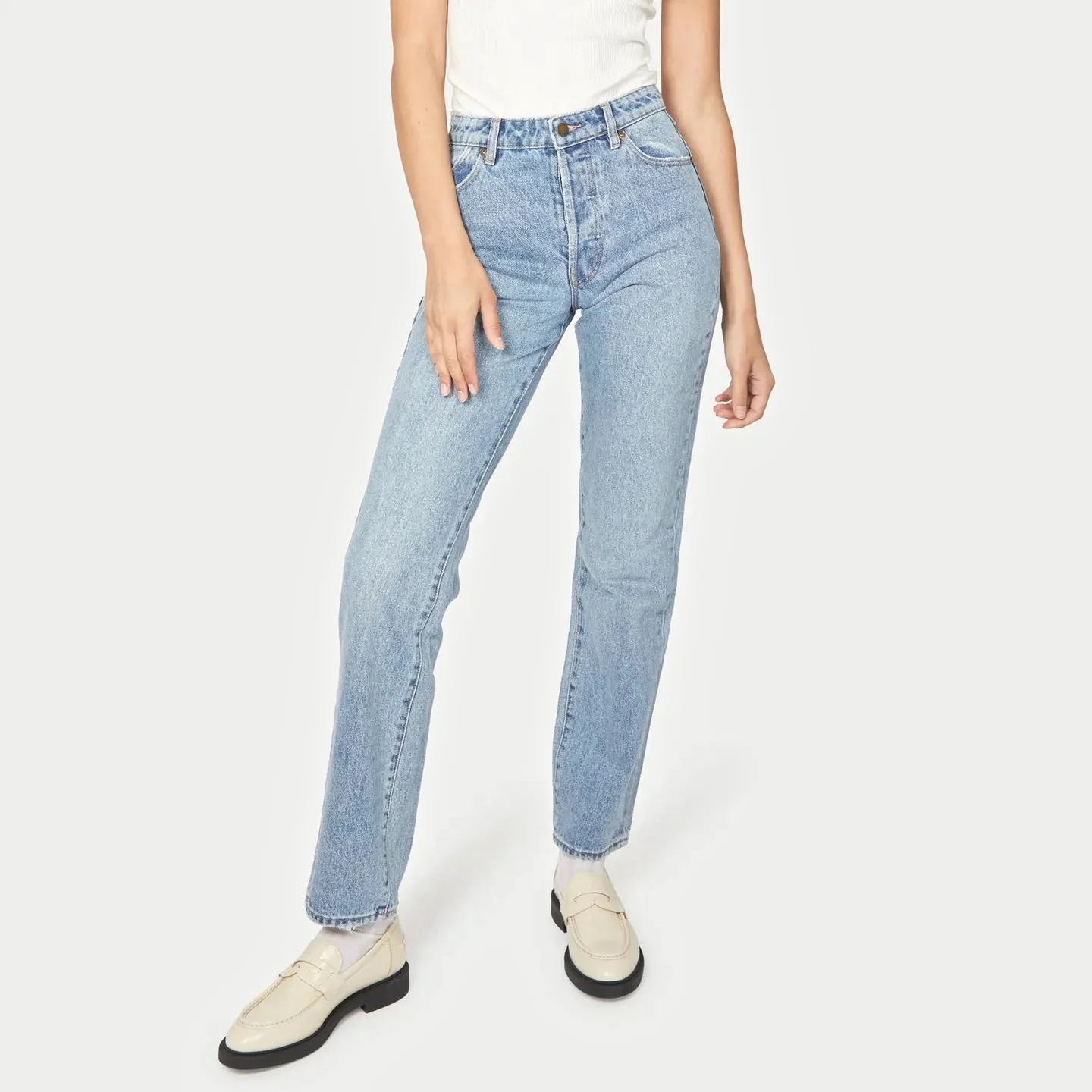 ROLLAS Womens Classic Straight Jeans 90's Blue - Image 20