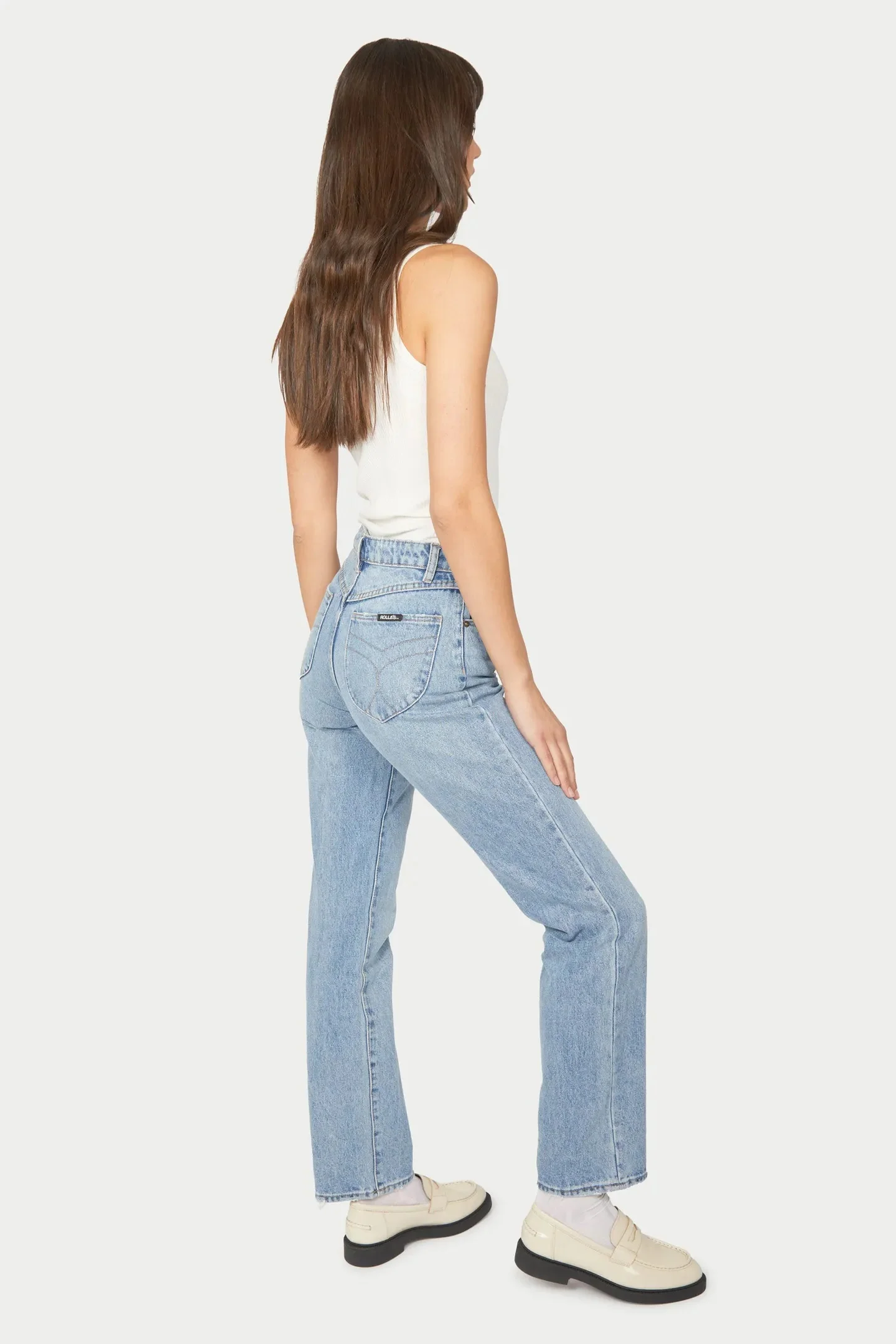 ROLLAS Womens Classic Straight Jeans 90's Blue - Image 5