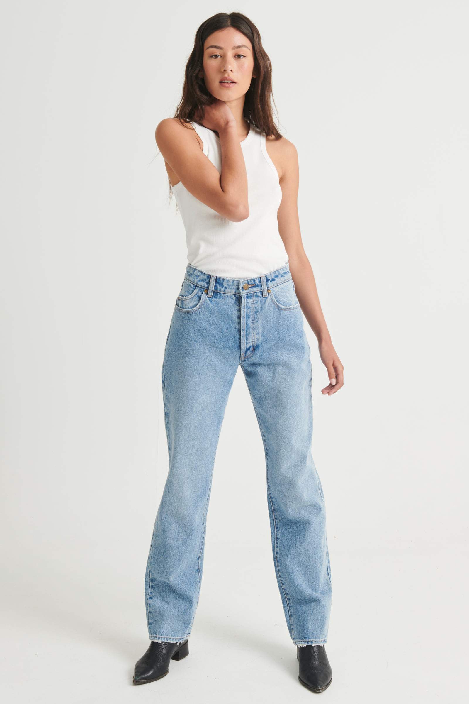 ROLLAS Womens Classic Straight Jeans 90's Blue - Image 8