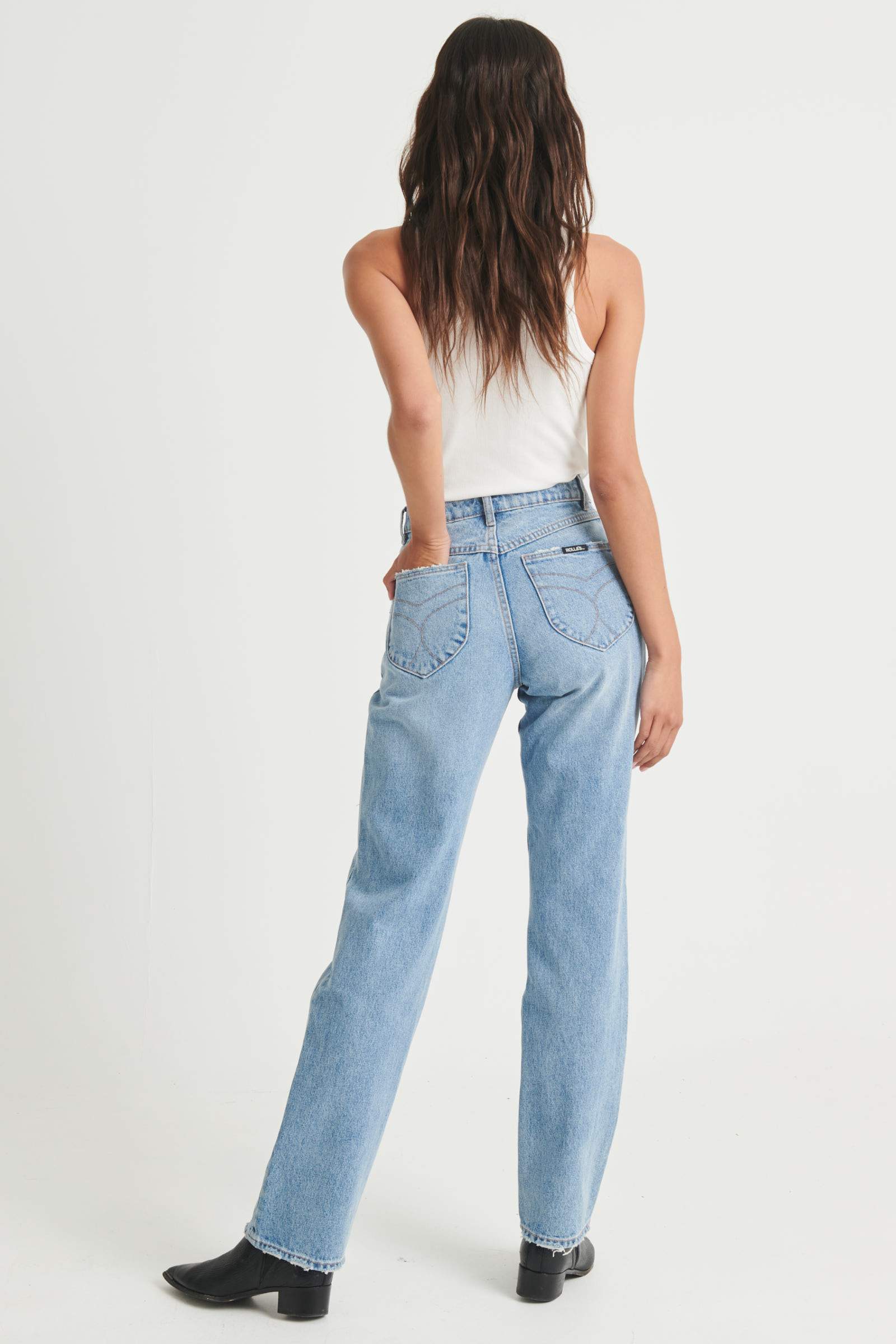ROLLAS Womens Classic Straight Jeans 90's Blue - Image 9