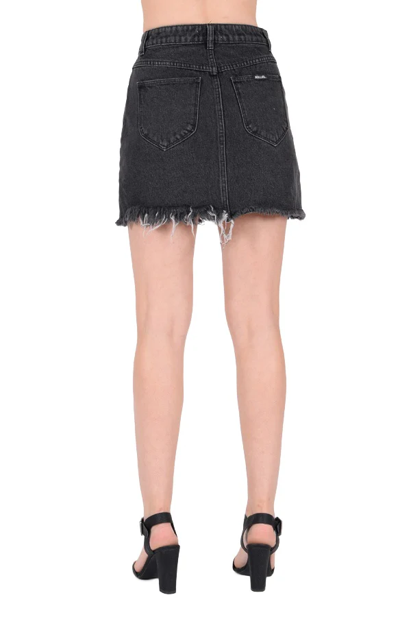 Rollas WOMENS CLAUDIA DENIM SKIRT BLACK STEEL - Image 4