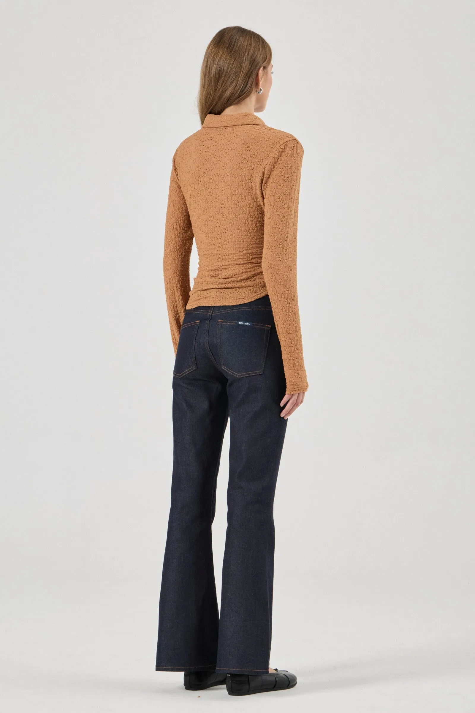 ROLLA'S Womens Daisy Lace Long Sleeve Shirt in Caramel - Image 2