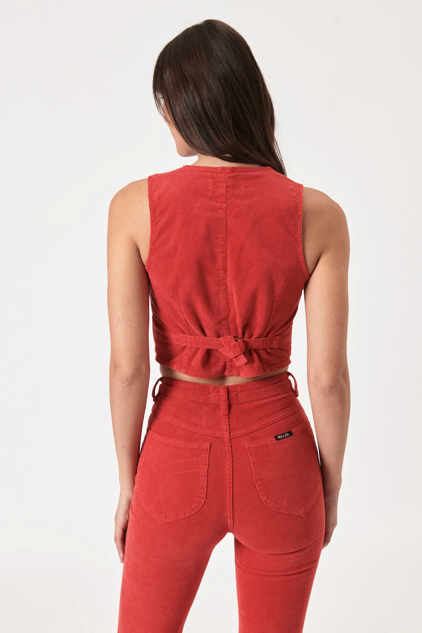 ROLLAS Womens Dallas Cord Vest Scarlet Cord - Image 3