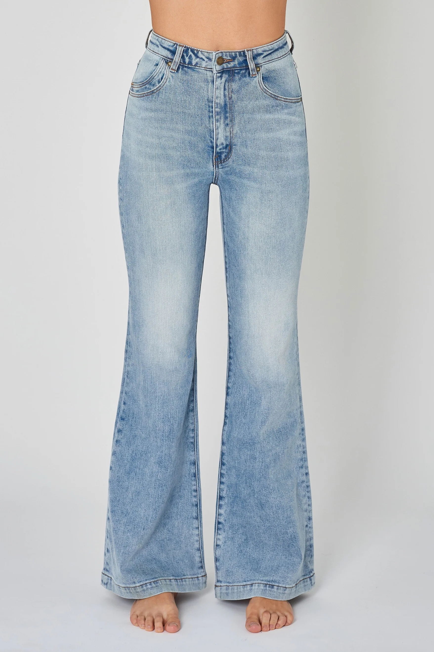ROLLAS Womens Eastcoast Denim Flare - Escape Blue Organic - Image 7
