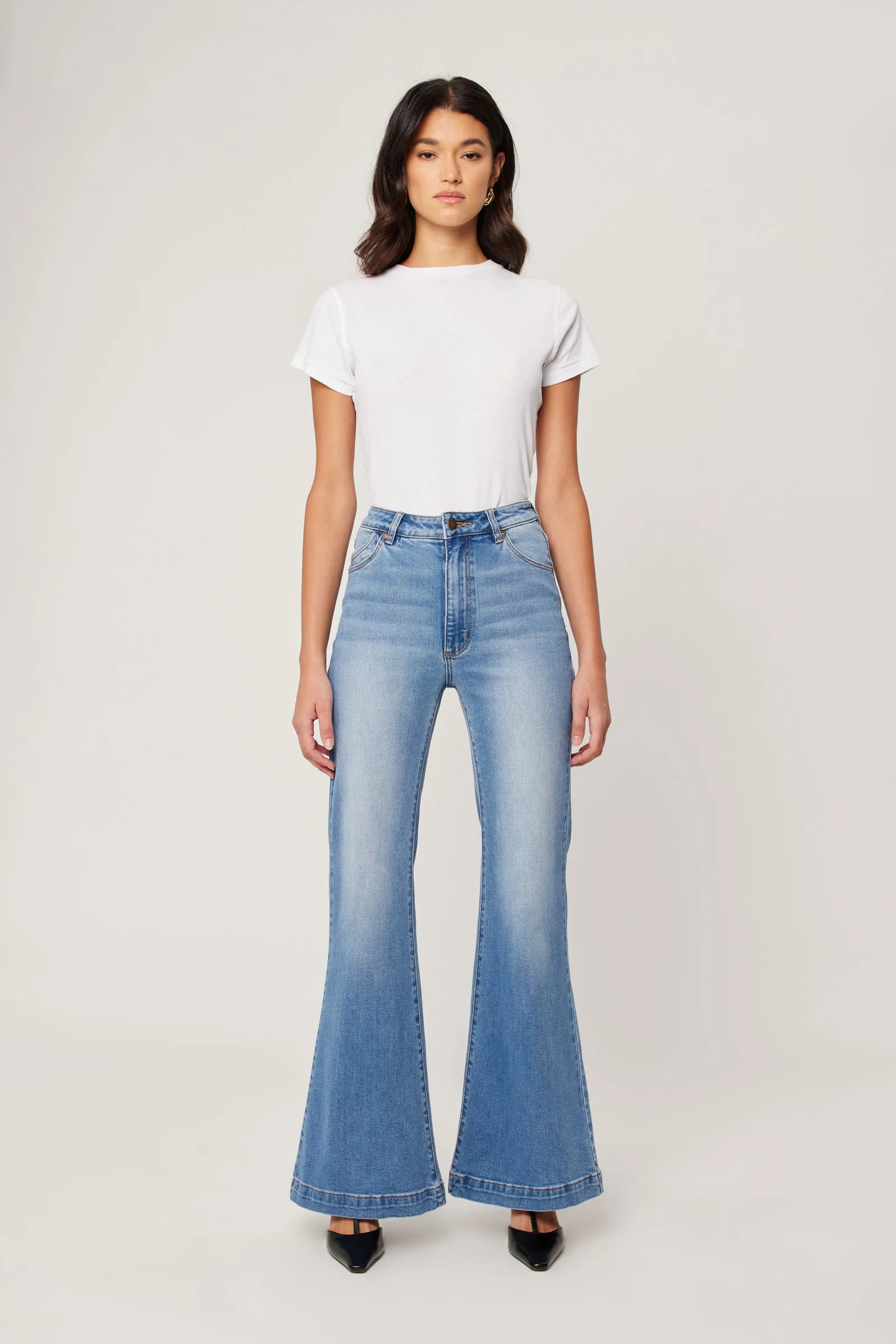 ROLLAS Womens Eastcoast Denim Flare Kate - Mid Vintage Blue - Image 4