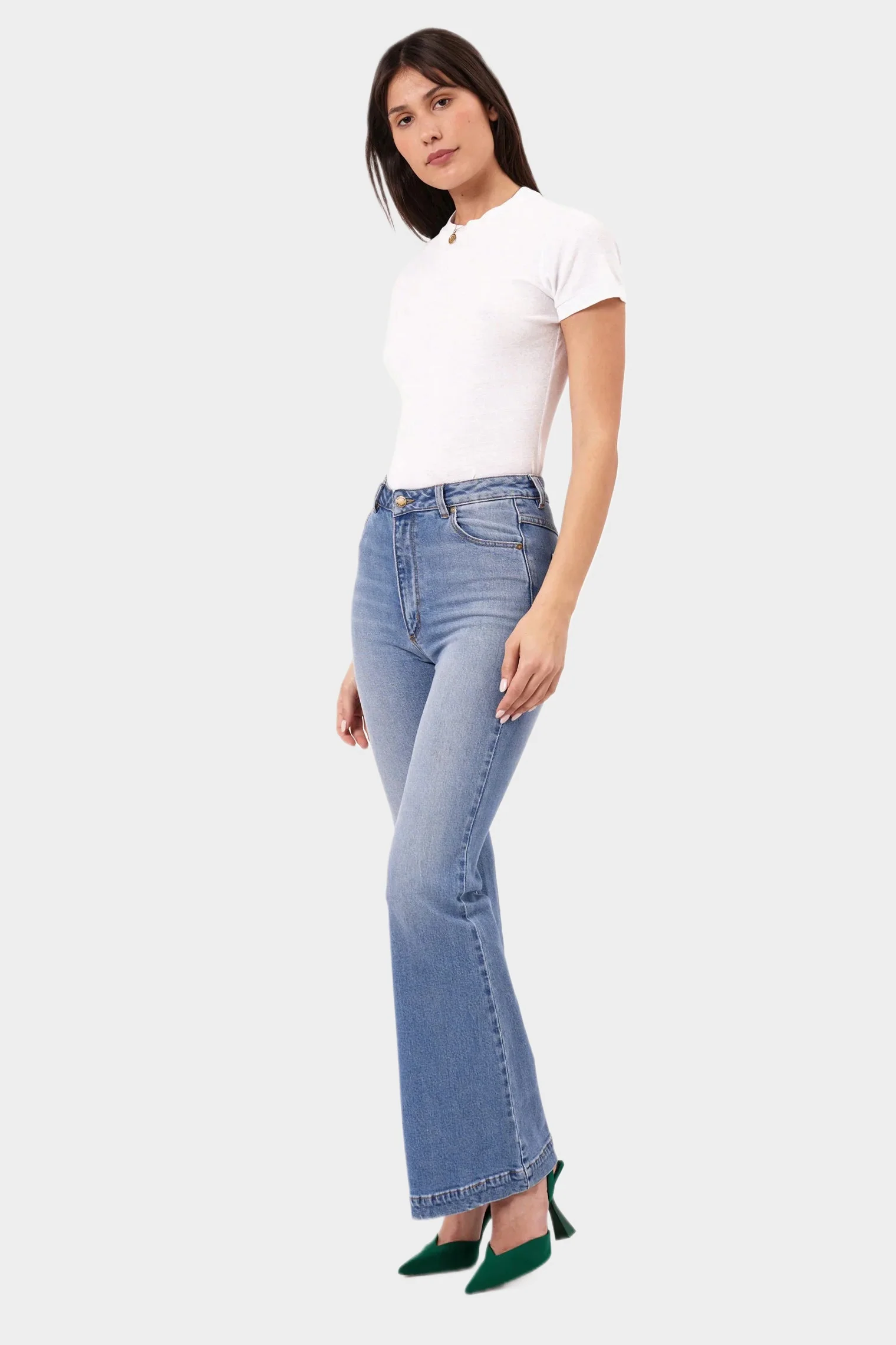 ROLLAS Womens Eastcoast Denim Flare Kate - Mid Vintage Blue - Image 7