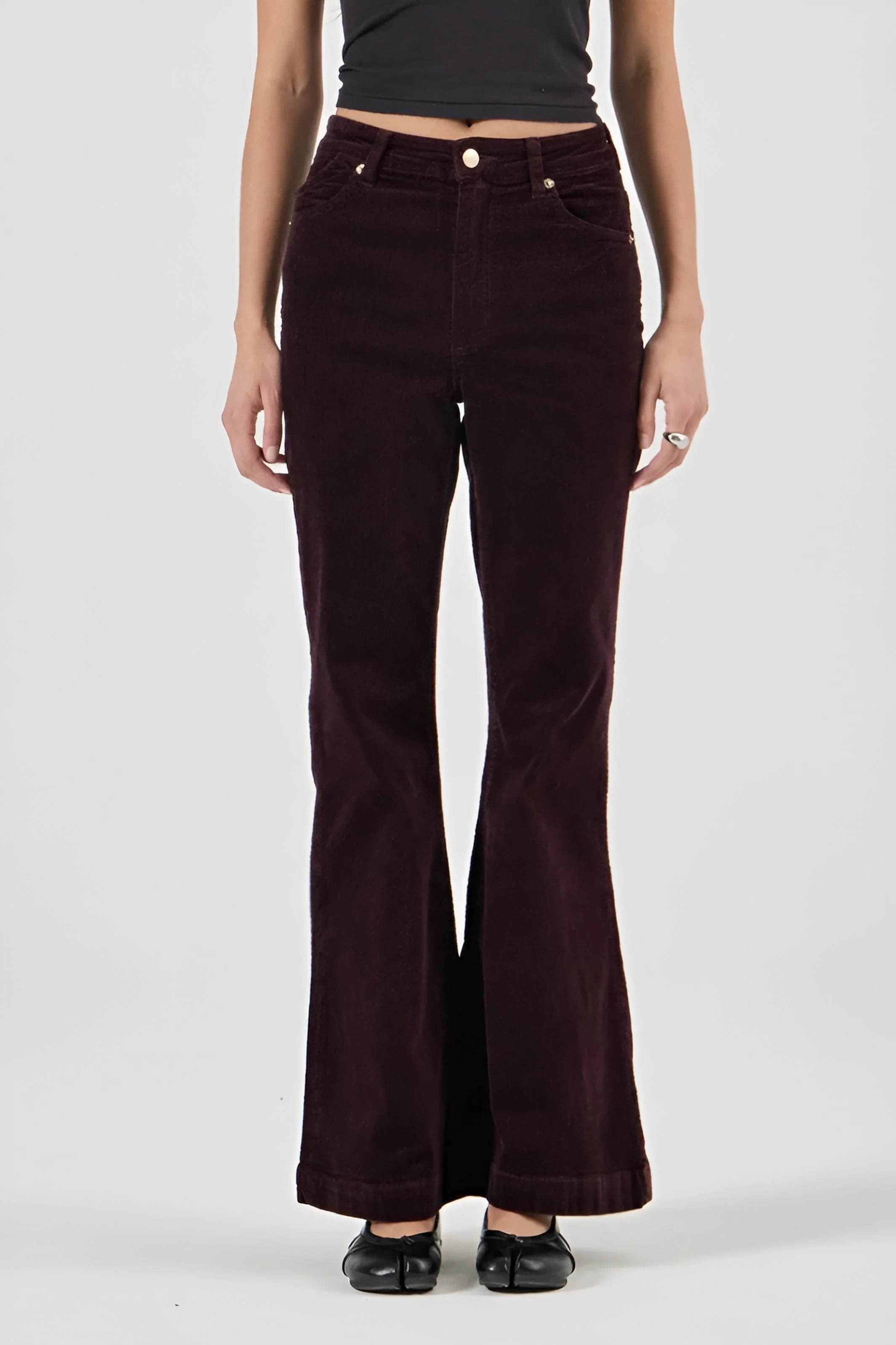 ROLLA'S Womens Eastcoast Flares in Dark Cherry Cord - Image 3