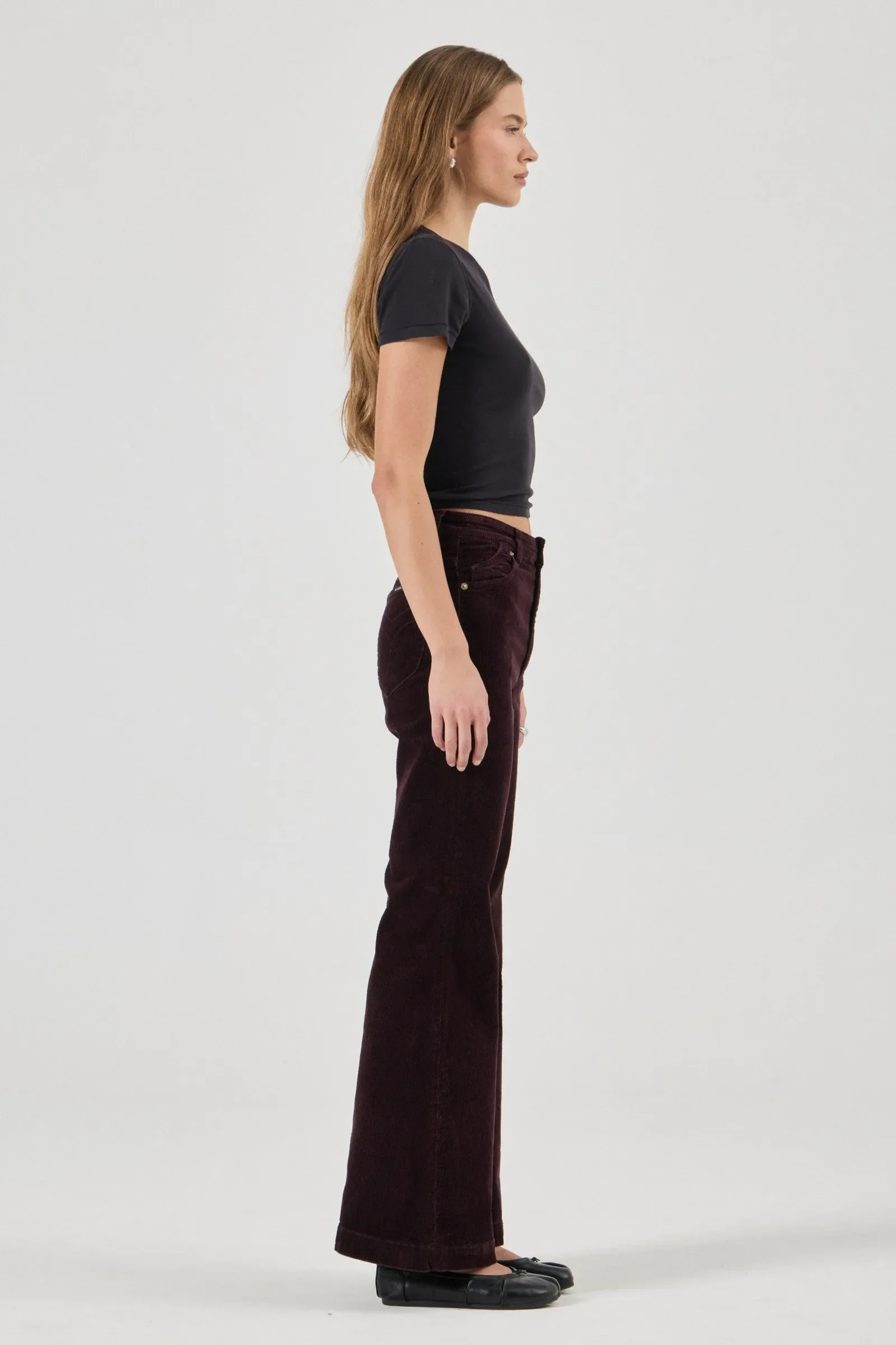 ROLLA'S Womens Eastcoast Flares in Dark Cherry Cord - Image 9