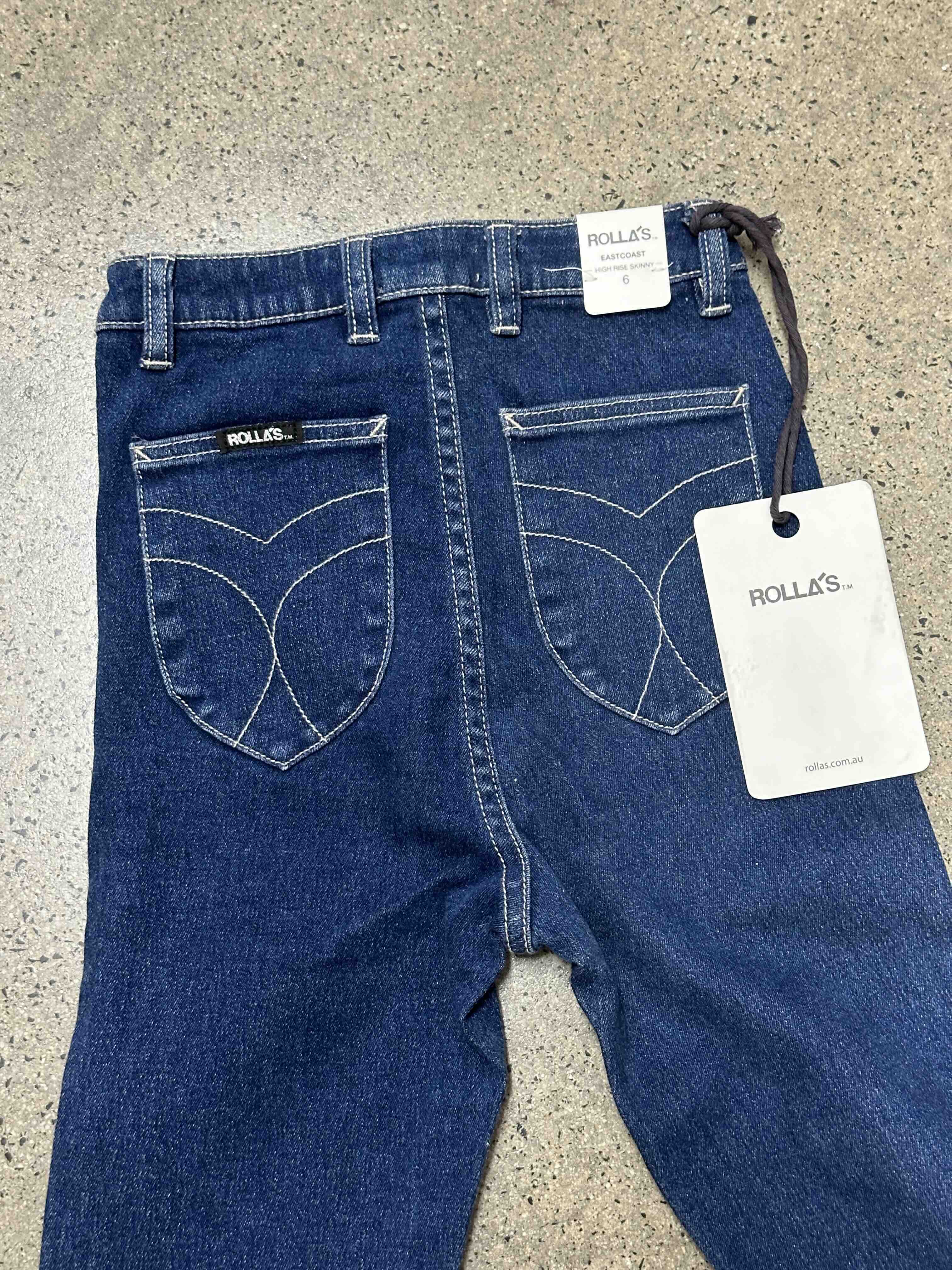 ROLLAS Womens Eastcoast High Rise Skinny Jeans - Blue Rain - Image 3