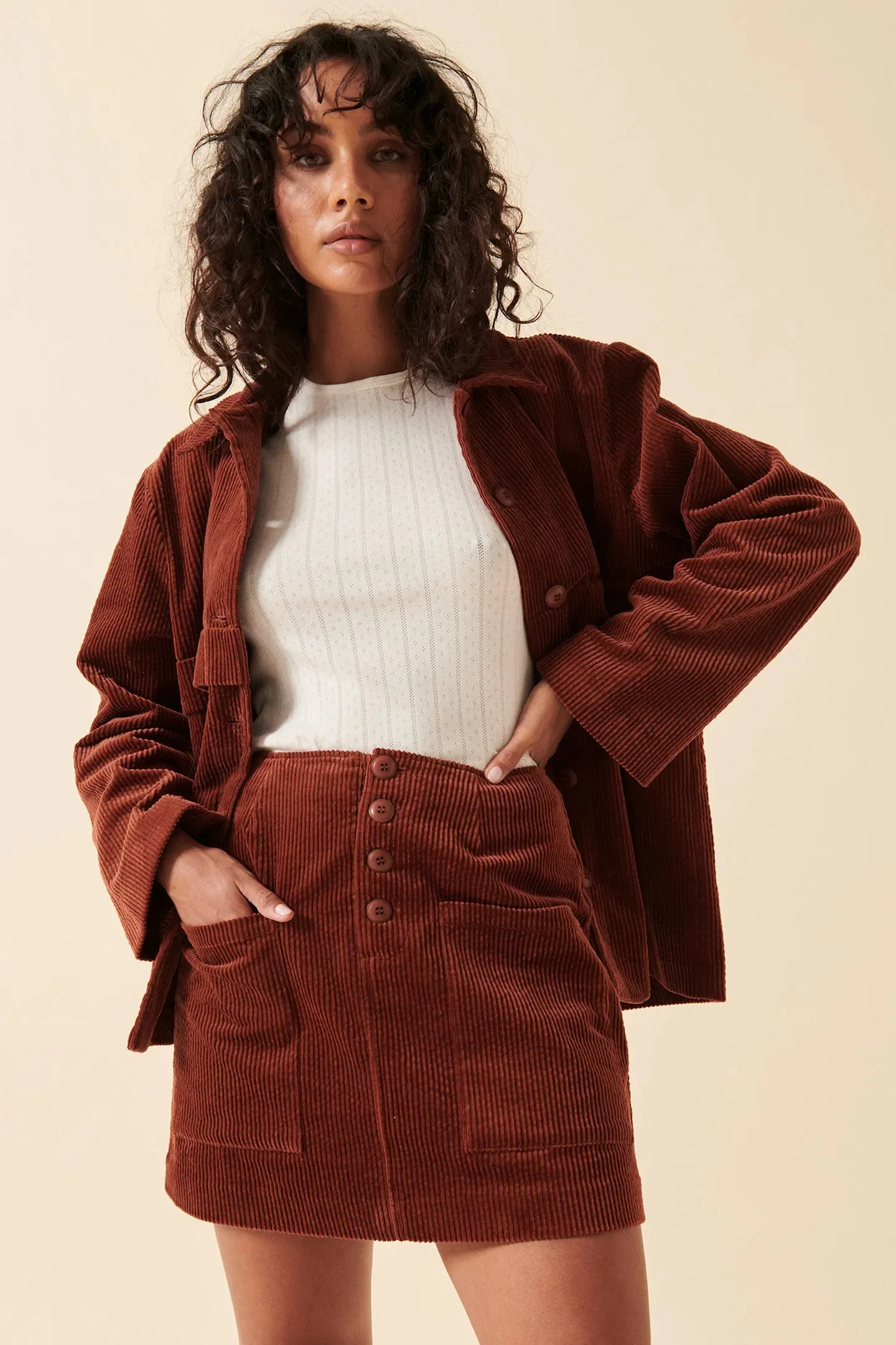 ROLLAS Womens Francoise Cord Jacket Chestnut - Image 5