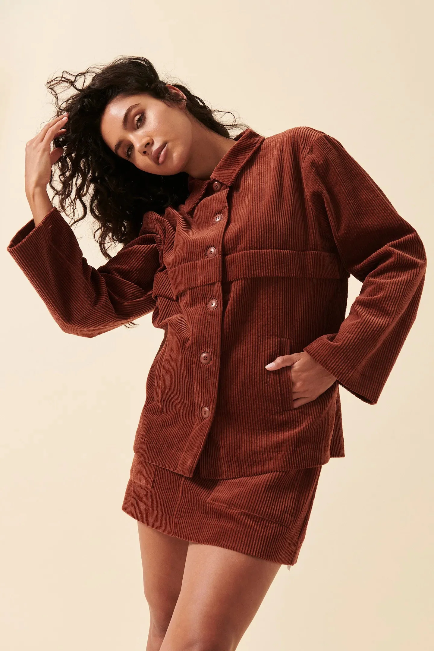 ROLLAS Womens Francoise Cord Jacket Chestnut - Image 6