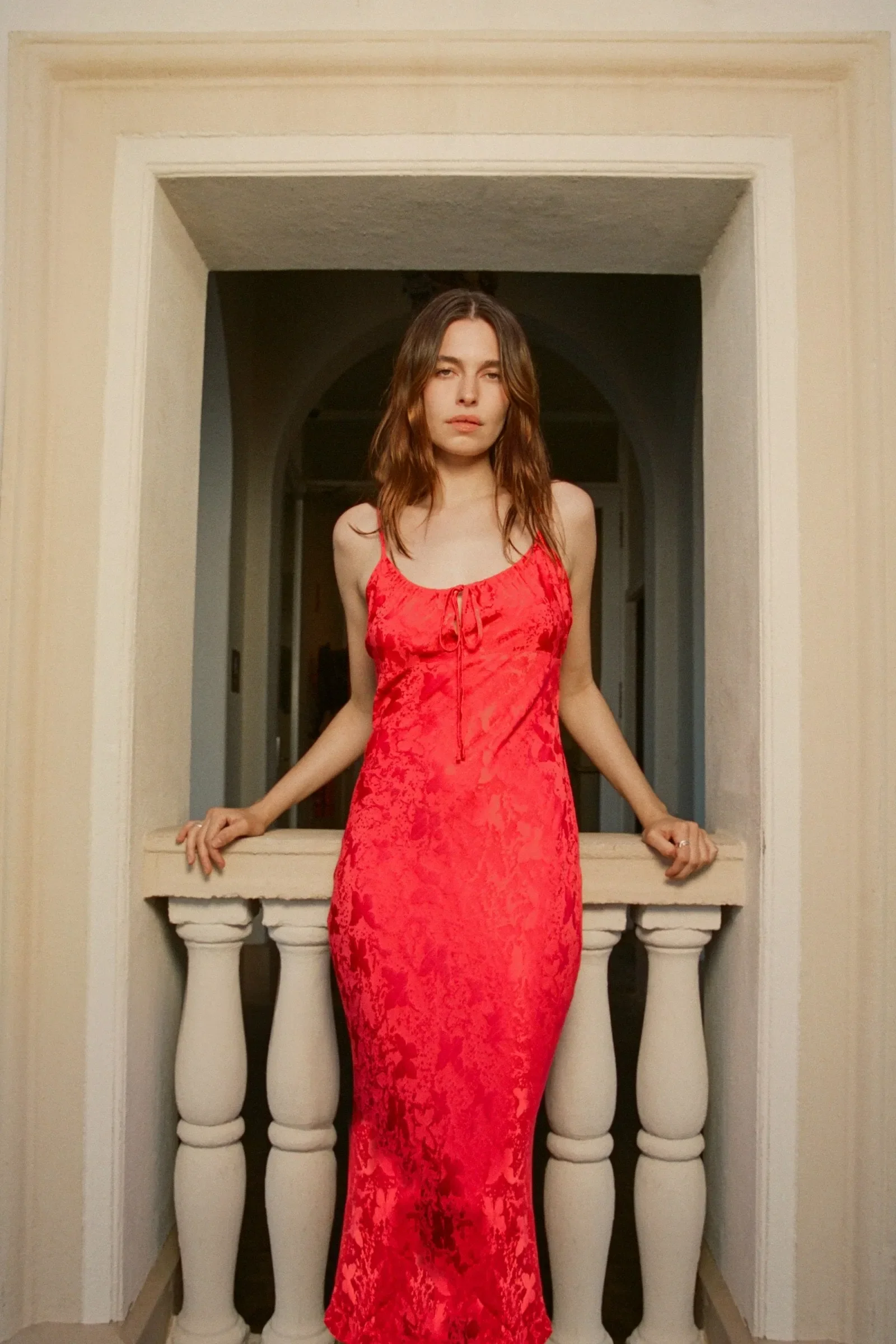 ROLLAS Womens Georgie Slip Jacquard  Dress- Cherry - Image 3