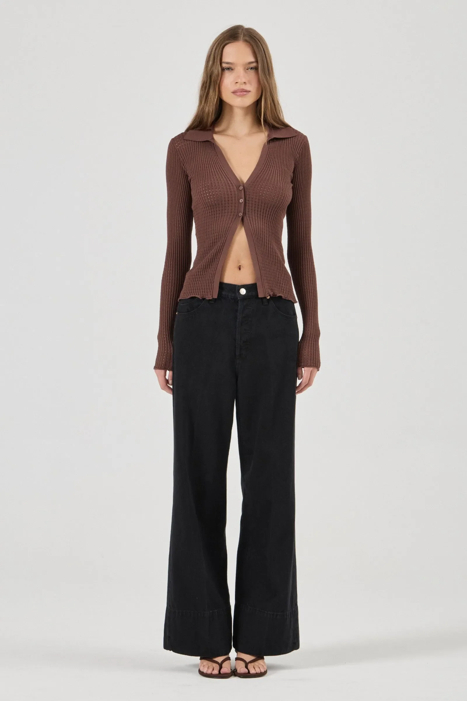 ROLLA'S Womens Juno Knitted Shirt in Espresso - Image 7