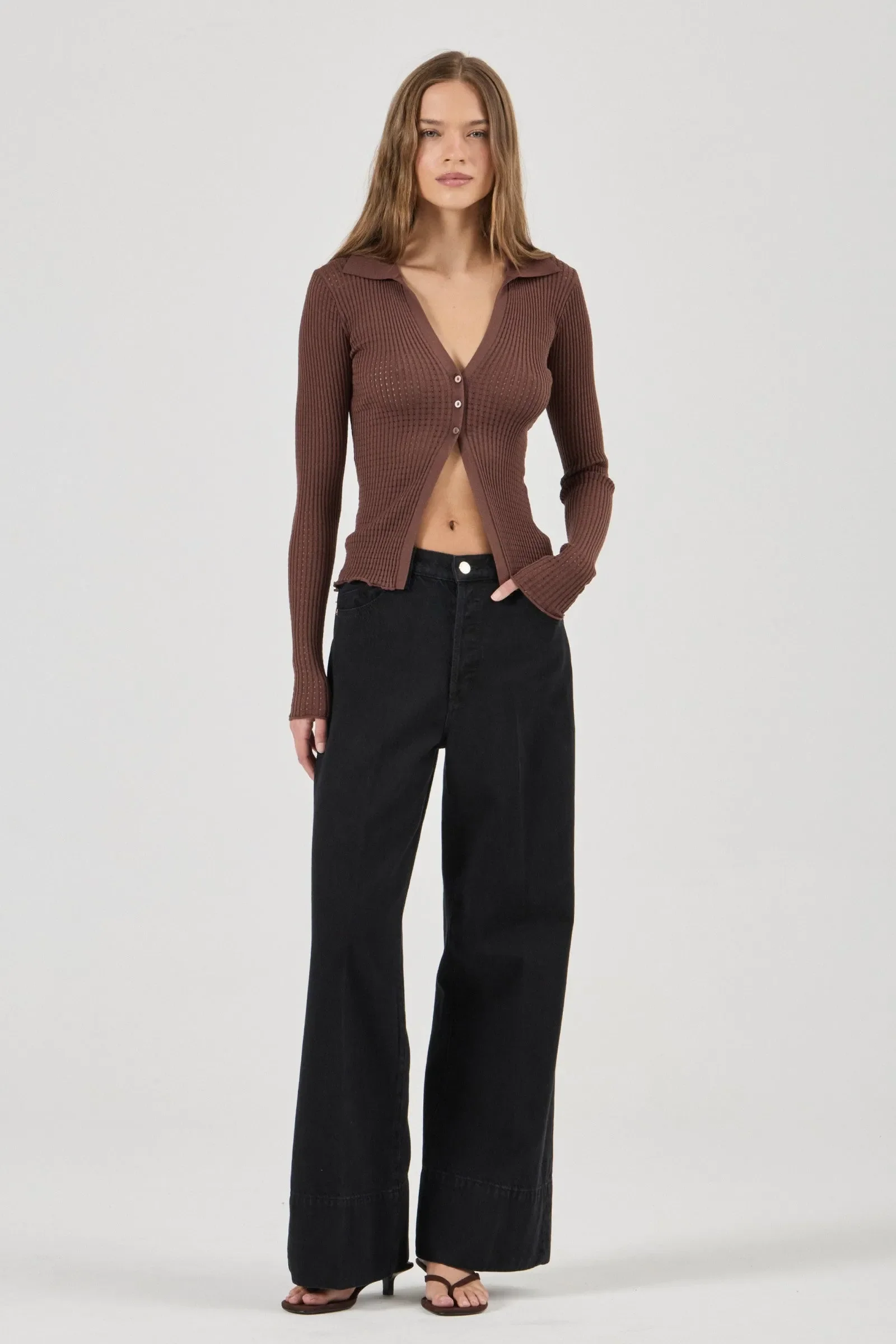 ROLLA'S Womens Juno Knitted Shirt in Espresso - Image 9