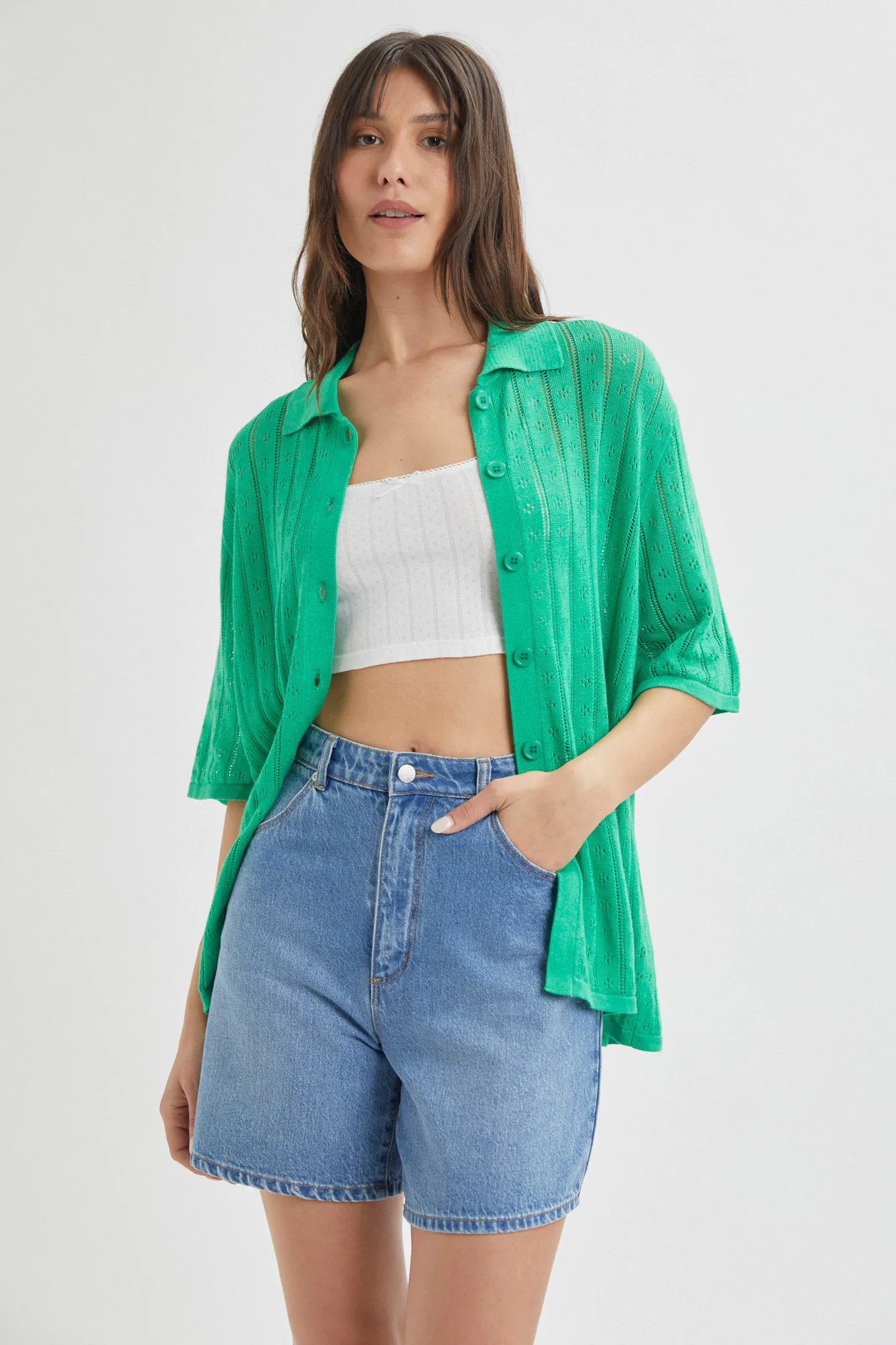 ROLLAS Womens Milan Short Sleeve Knit Shirt - Grass - Image 3