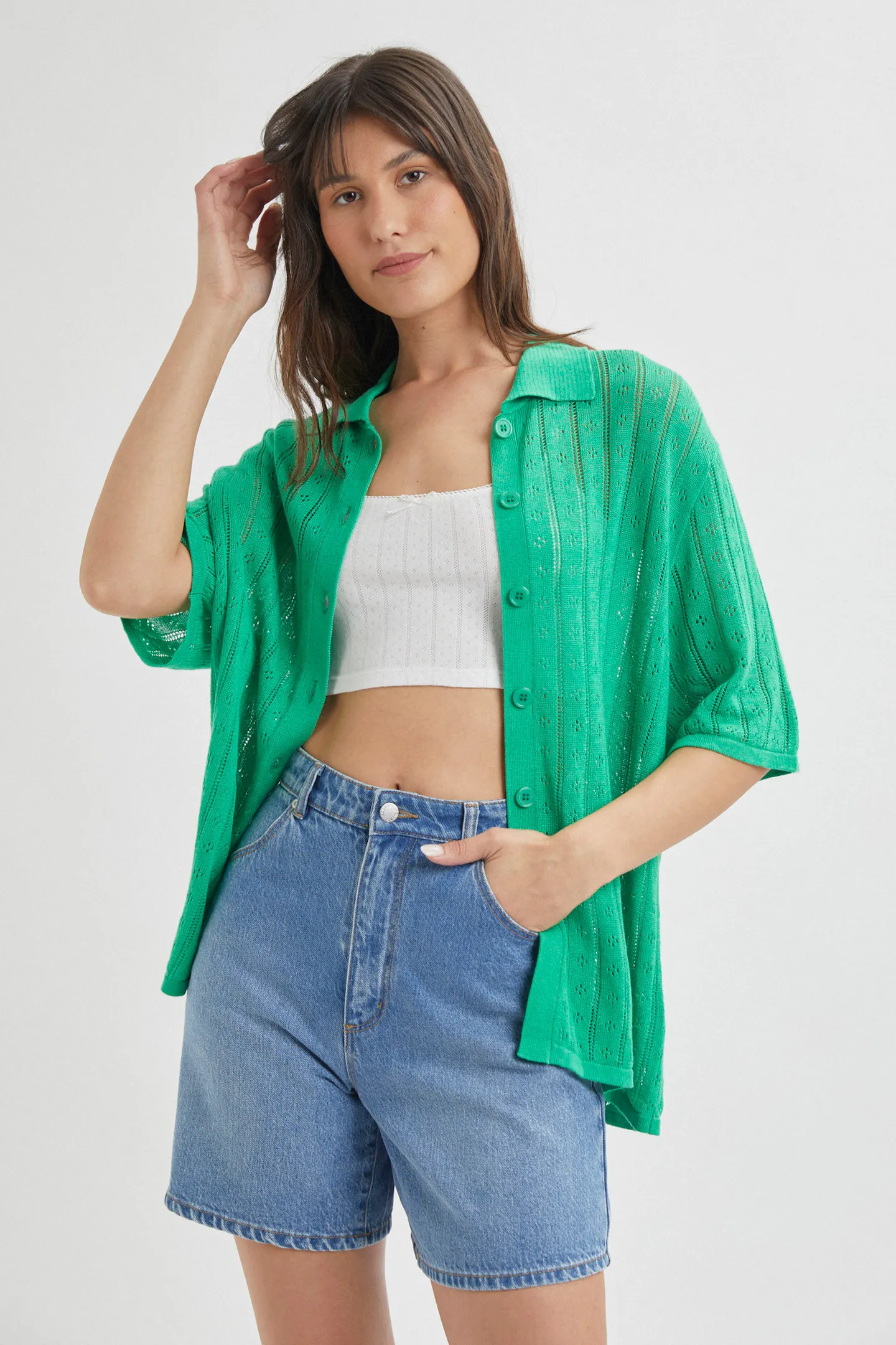 ROLLAS Womens Milan Short Sleeve Knit Shirt - Grass - Image 4