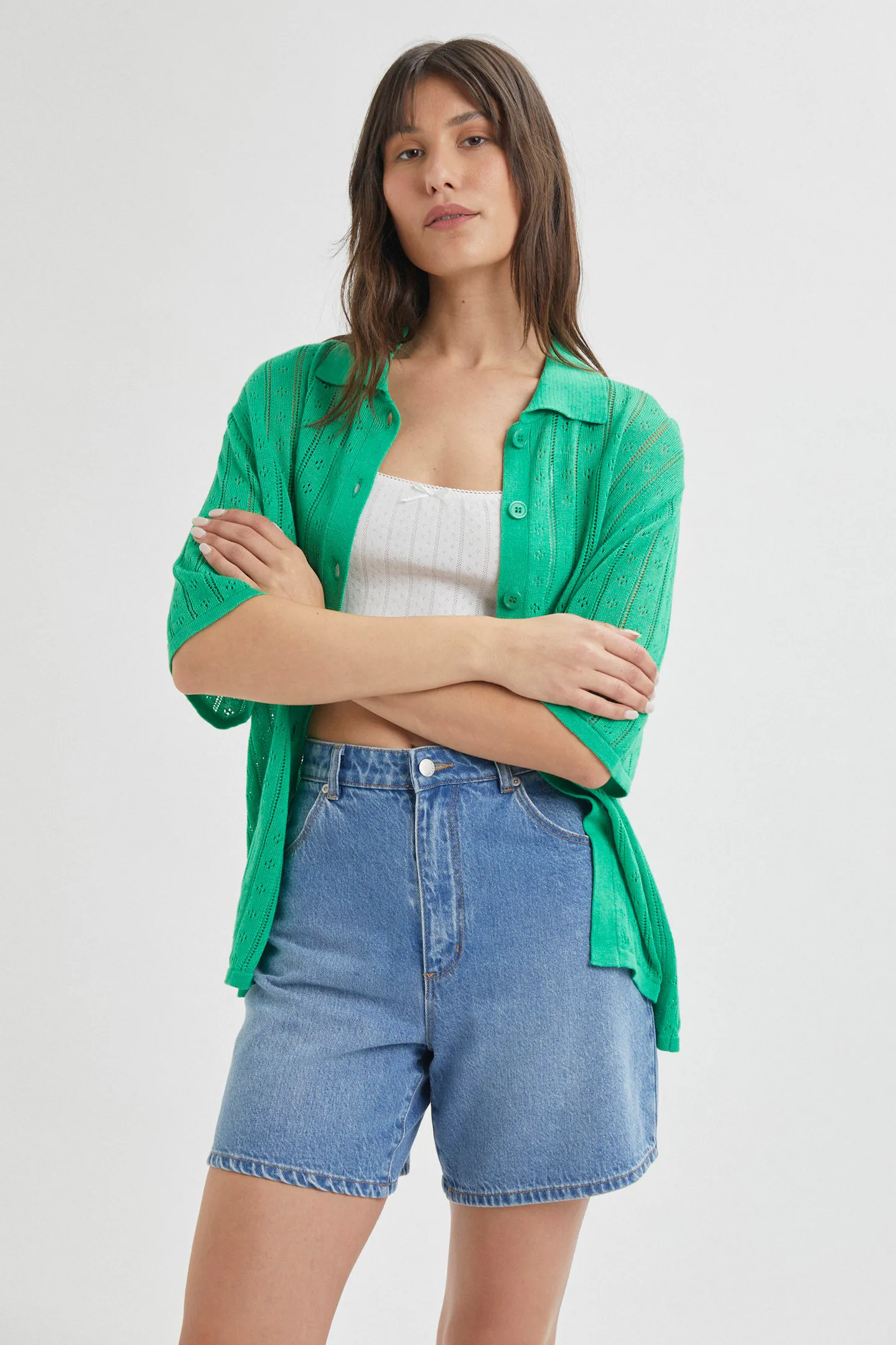 ROLLAS Womens Milan Short Sleeve Knit Shirt - Grass - Image 5