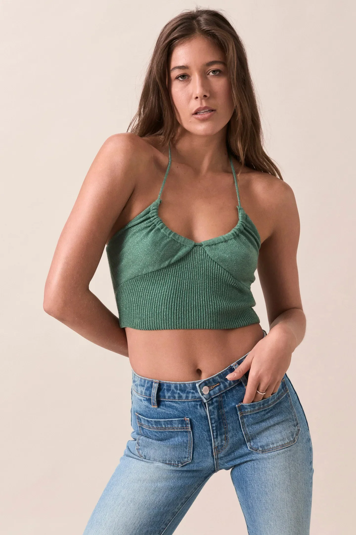 ROLLAS Womens Phoebe Knit Cami Emerald - Image 3