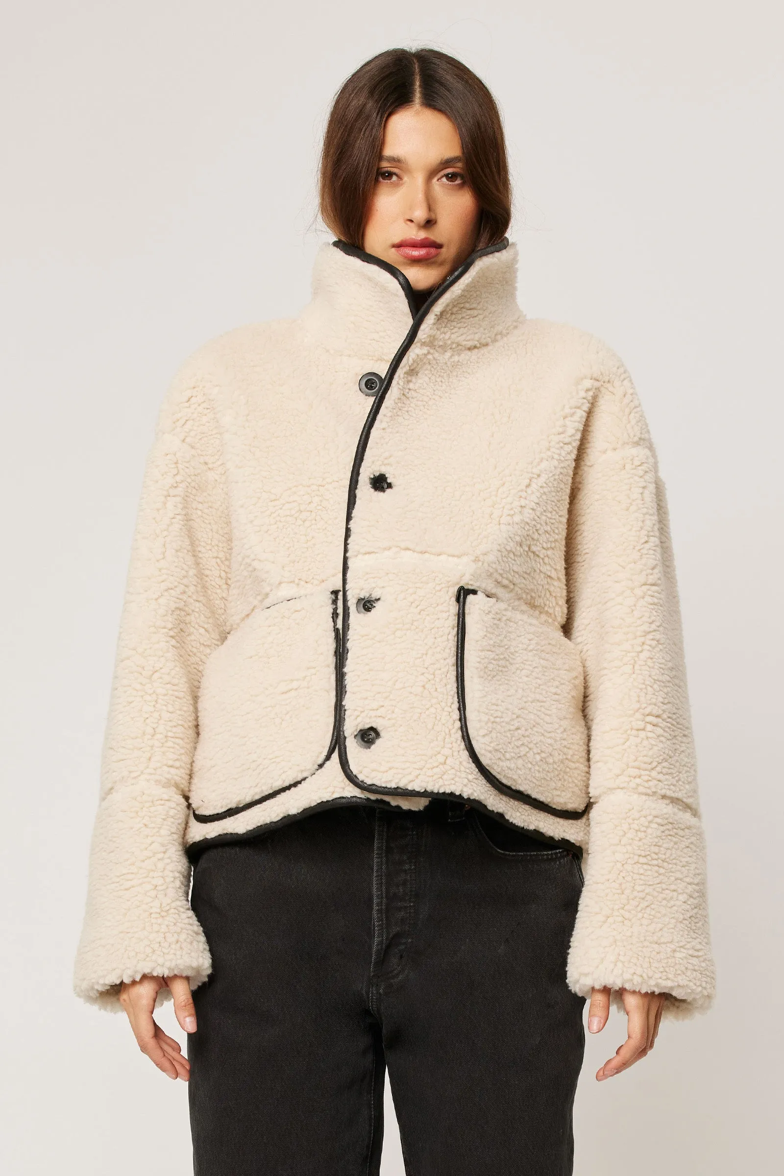 ROLLA'S Womens Reversible Faux Shearling Jacket - Black - Image 5