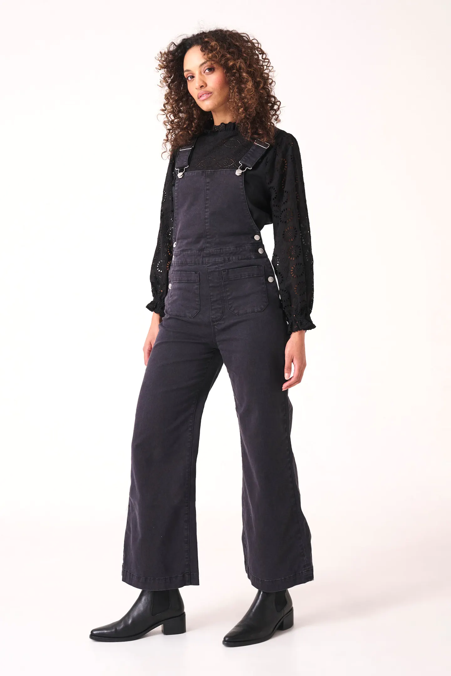 ROLLAS Womens Sailor Overall - Washed Black - Image 3
