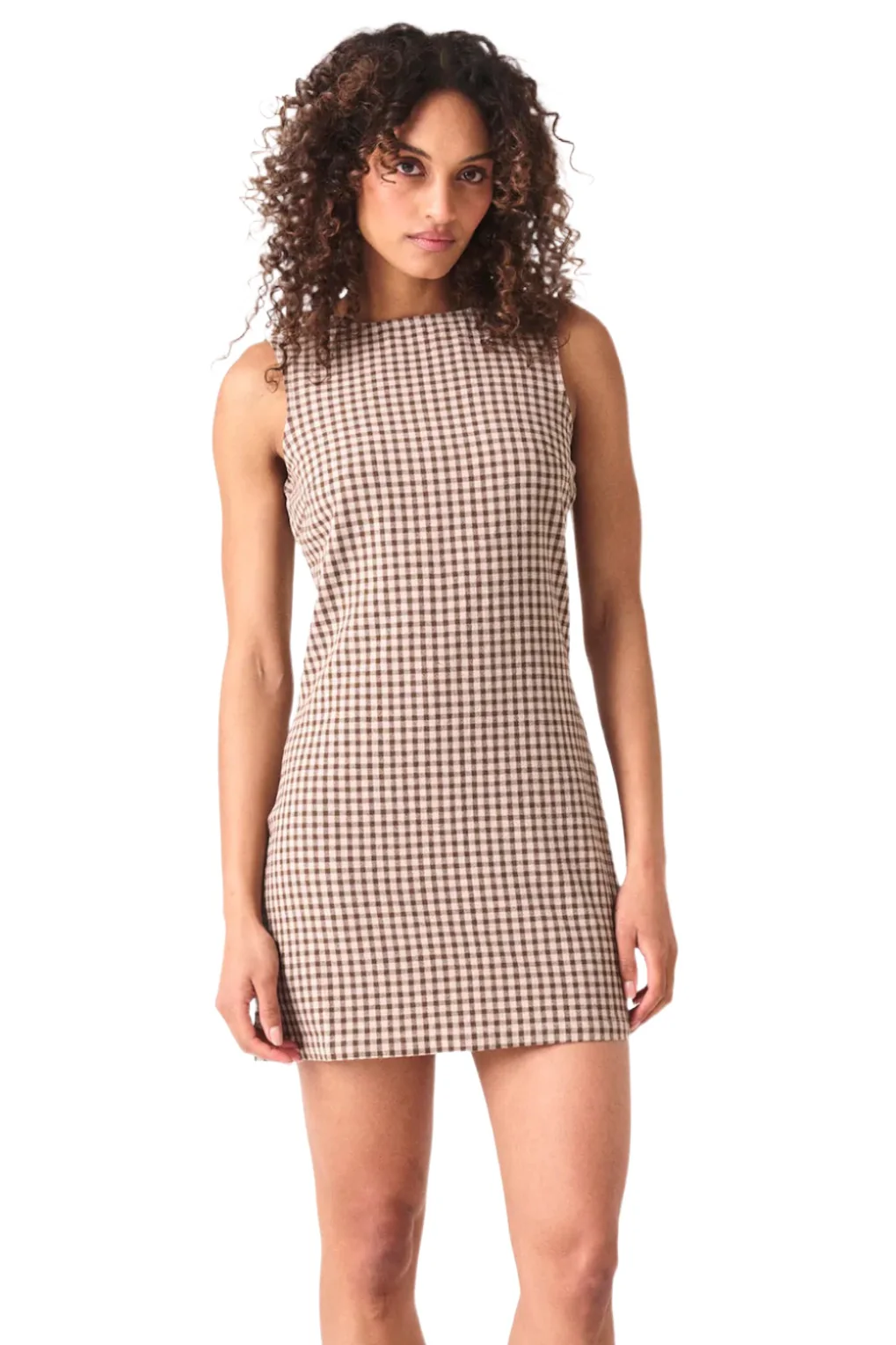 ROLLAS Womens Shift Dress Gingham - Khaki - Image 2