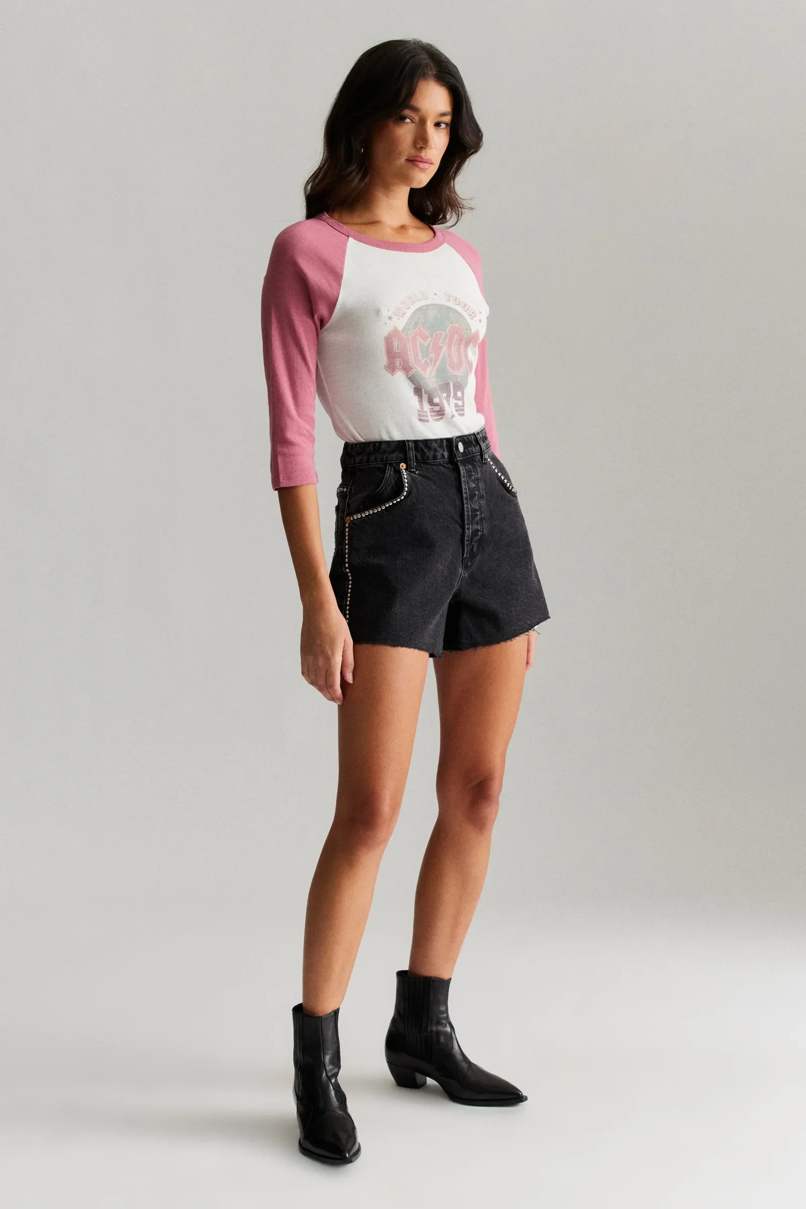 ROLLAS x ACDC Womens Mirage Short Thunder Stud - Washed Black - Image 3