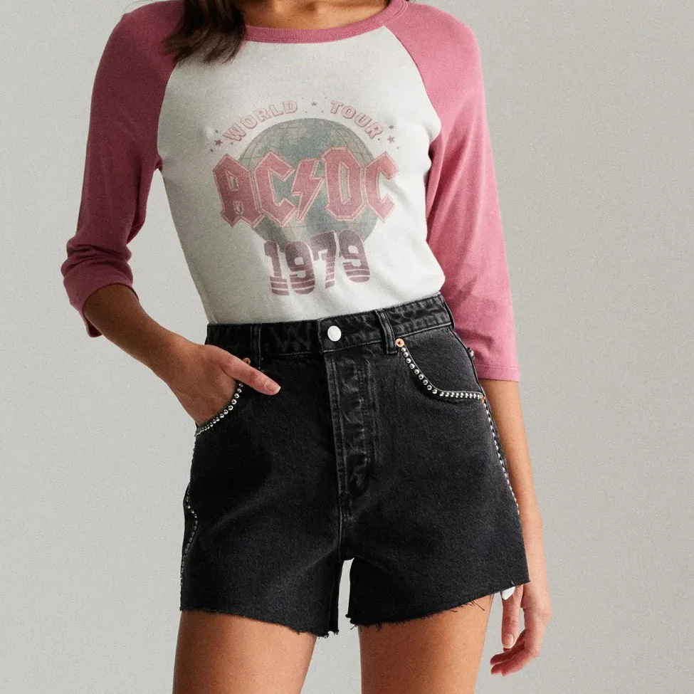 ROLLAS x ACDC Womens Mirage Short Thunder Stud - Washed Black - Image 7