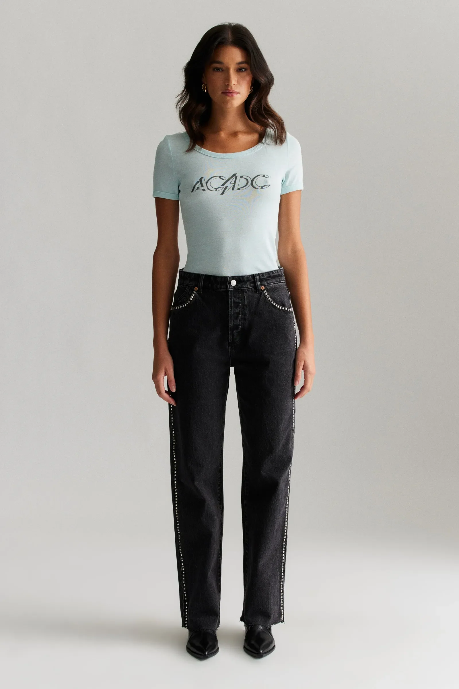 ROLLAS x ACDC Womens Old School Baby tee - Baby Blue - Image 5