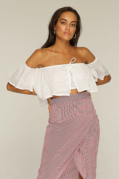 Rue Stiic WOMENS JAGGER OFF SHOULDER TOP WHITE - Image 12