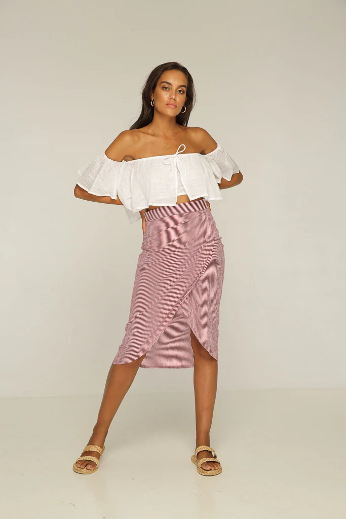 Rue Stiic WOMENS JAGGER OFF SHOULDER TOP WHITE - Image 2