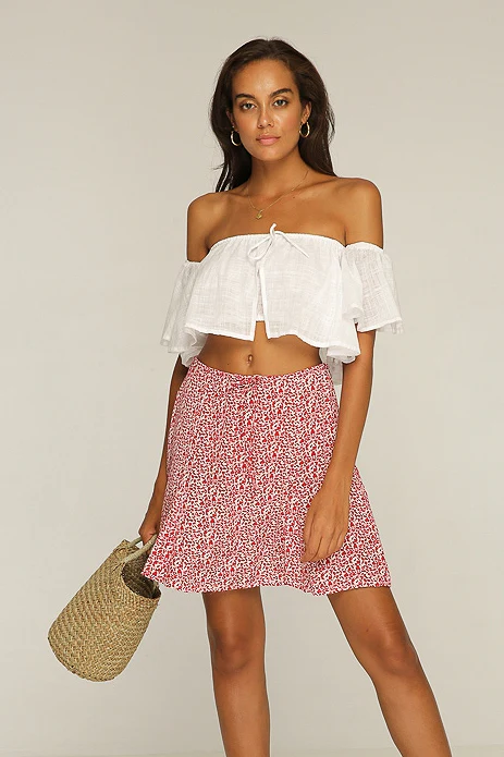 Rue Stiic WOMENS JAGGER OFF SHOULDER TOP WHITE - Image 3