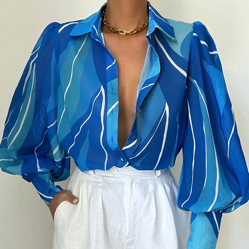 RUNAWAY THE LABEL Womens Fleetwood Blouse Blue Rowena - Image 3