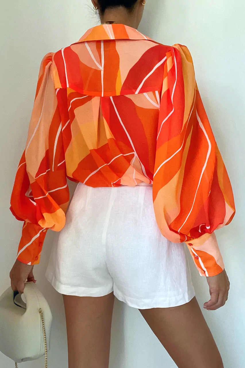 RUNAWAY THE LABEL Womens Fleetwood Blouse Orange Rowena - Image 2