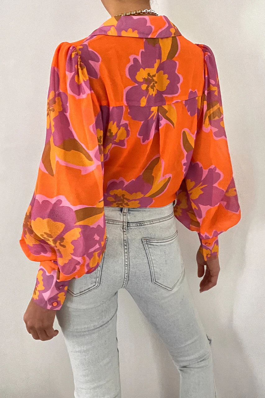 RUNAWAY THE LABEL Womens Fleetwood Blouse Orchid Print - Image 2