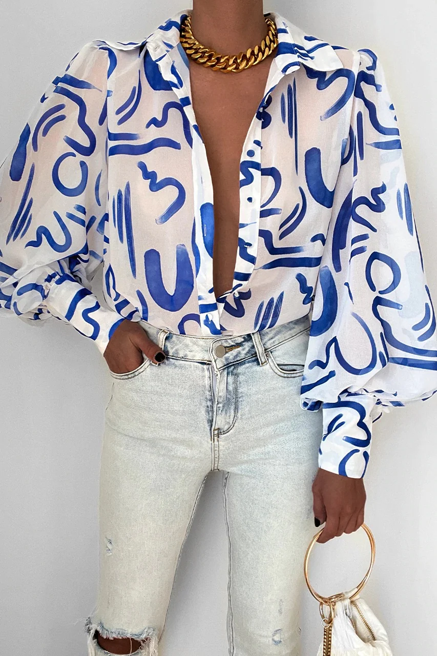 RUNAWAY THE LABEL Womens Fleetwood Blouse York Blue