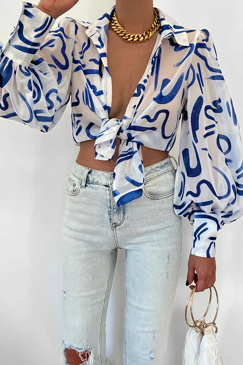RUNAWAY THE LABEL Womens Fleetwood Blouse York Blue - Image 2