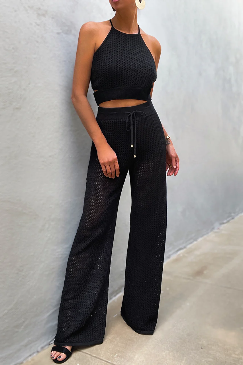 Runaway The Label WOMENS JORDINA KNIT PANTS- BLACK - Image 4