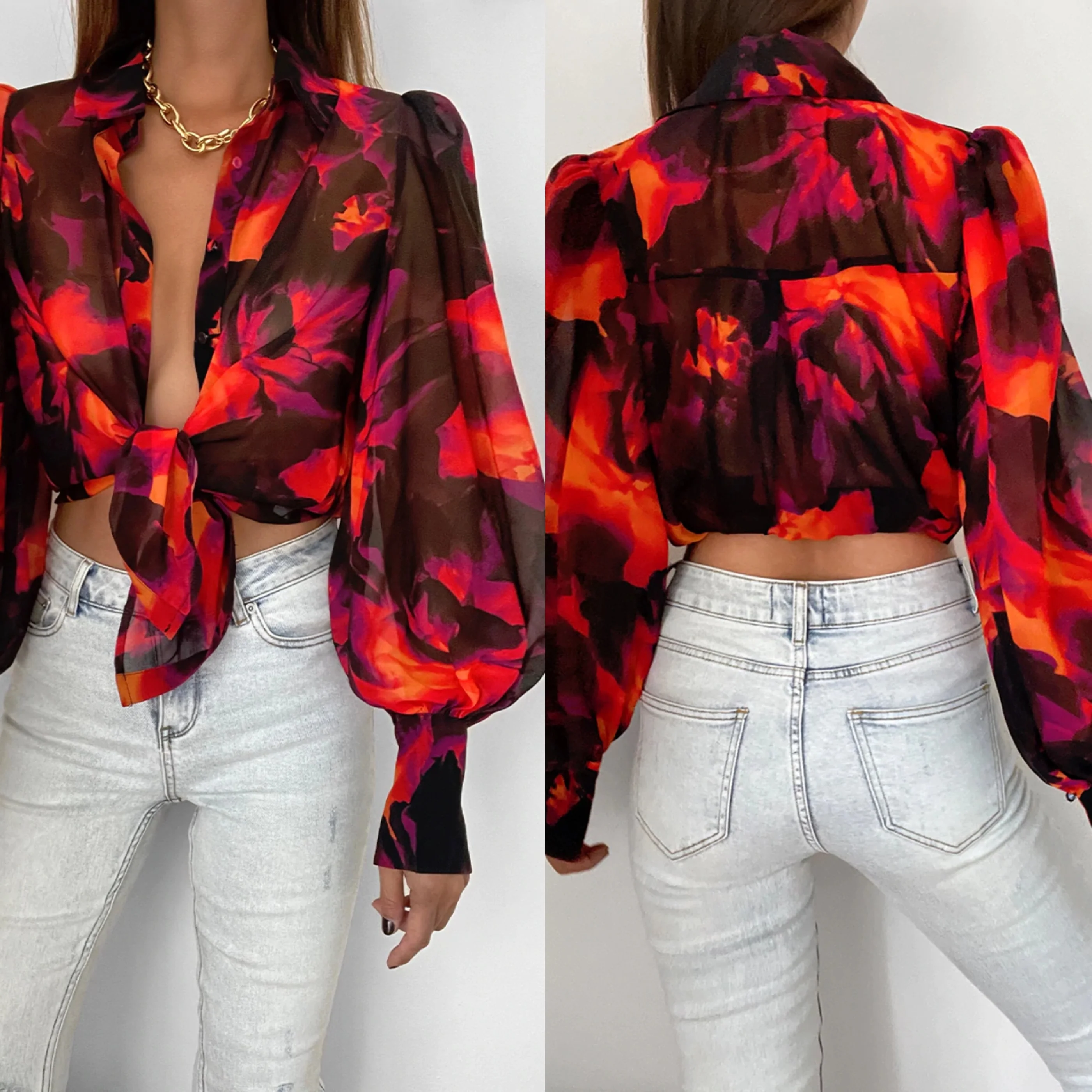 RUNAWAY THE LABEL Womens Karma Blouse Flame - Image 2