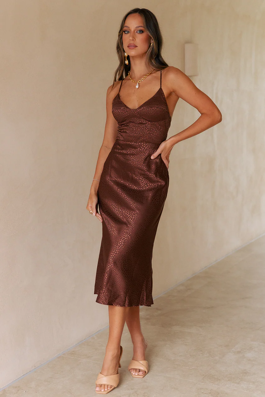 Runaway The Label WOMENS MONROW SLIP DRESS - CHOCOLATE - Image 4
