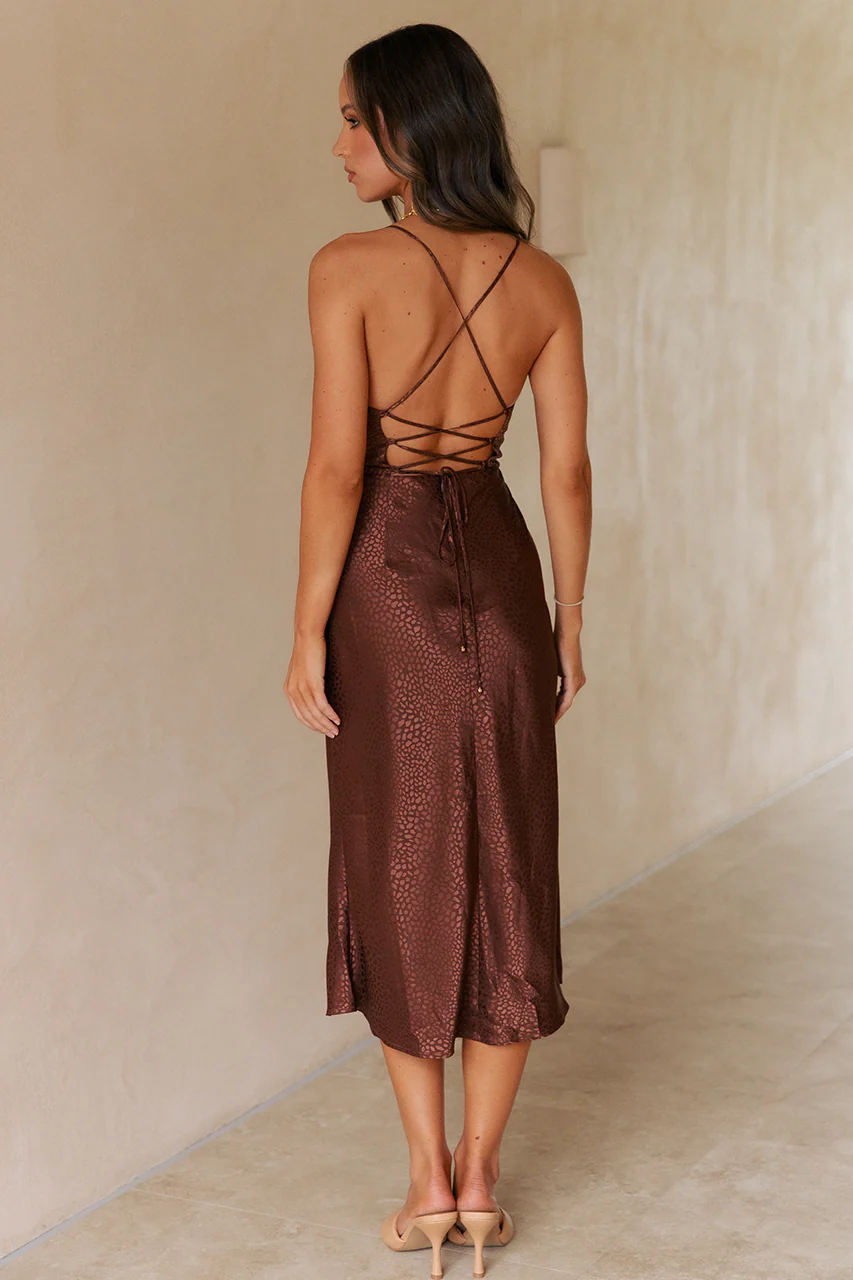 Runaway The Label WOMENS MONROW SLIP DRESS - CHOCOLATE - Image 5