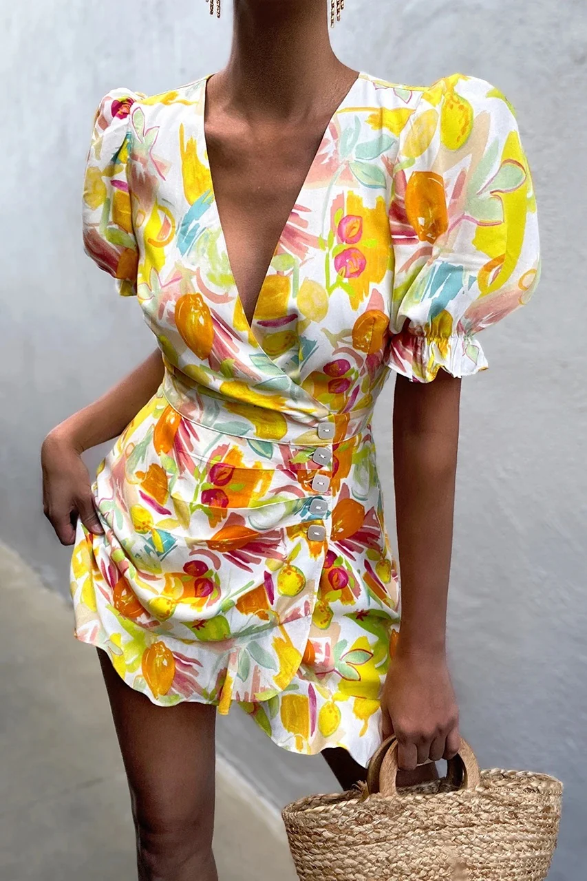Runaway The Label WOMENS ZOLA MINI DRESS - CITRUS PRINT - Image 7