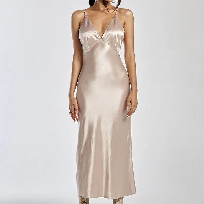 RUNAWAY Womens Safia Slip Dress - Champagne - Image 6