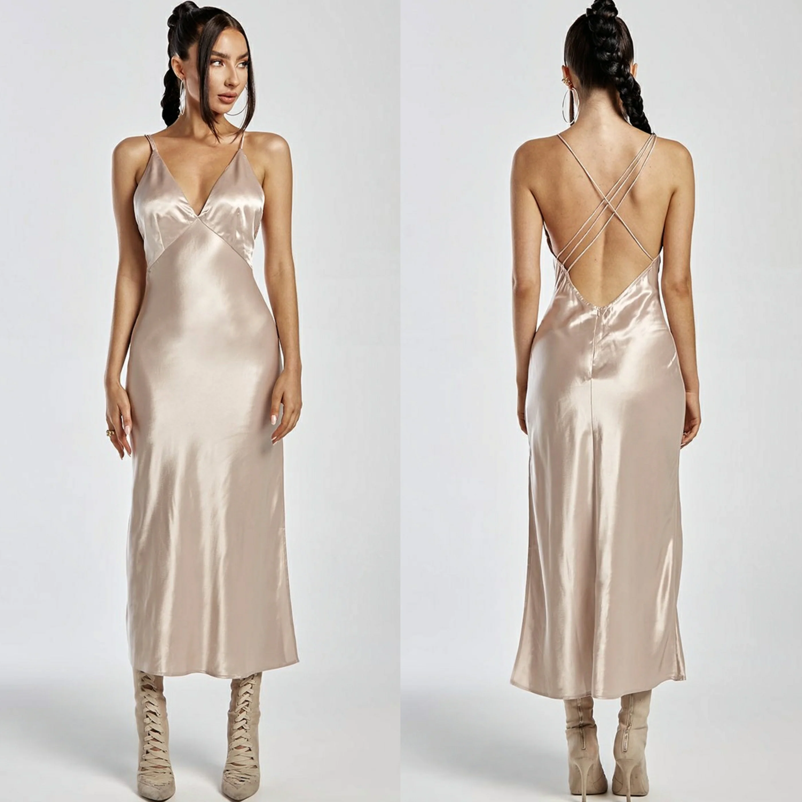 RUNAWAY Womens Safia Slip Dress - Champagne - Image 7
