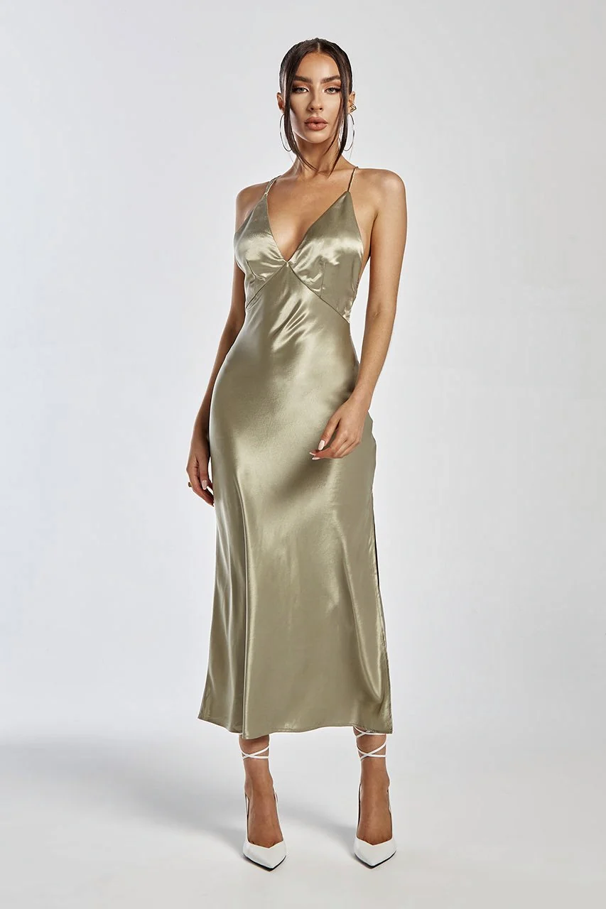 RUNAWAY Womens Safia Slip Dress - Sage - Image 5