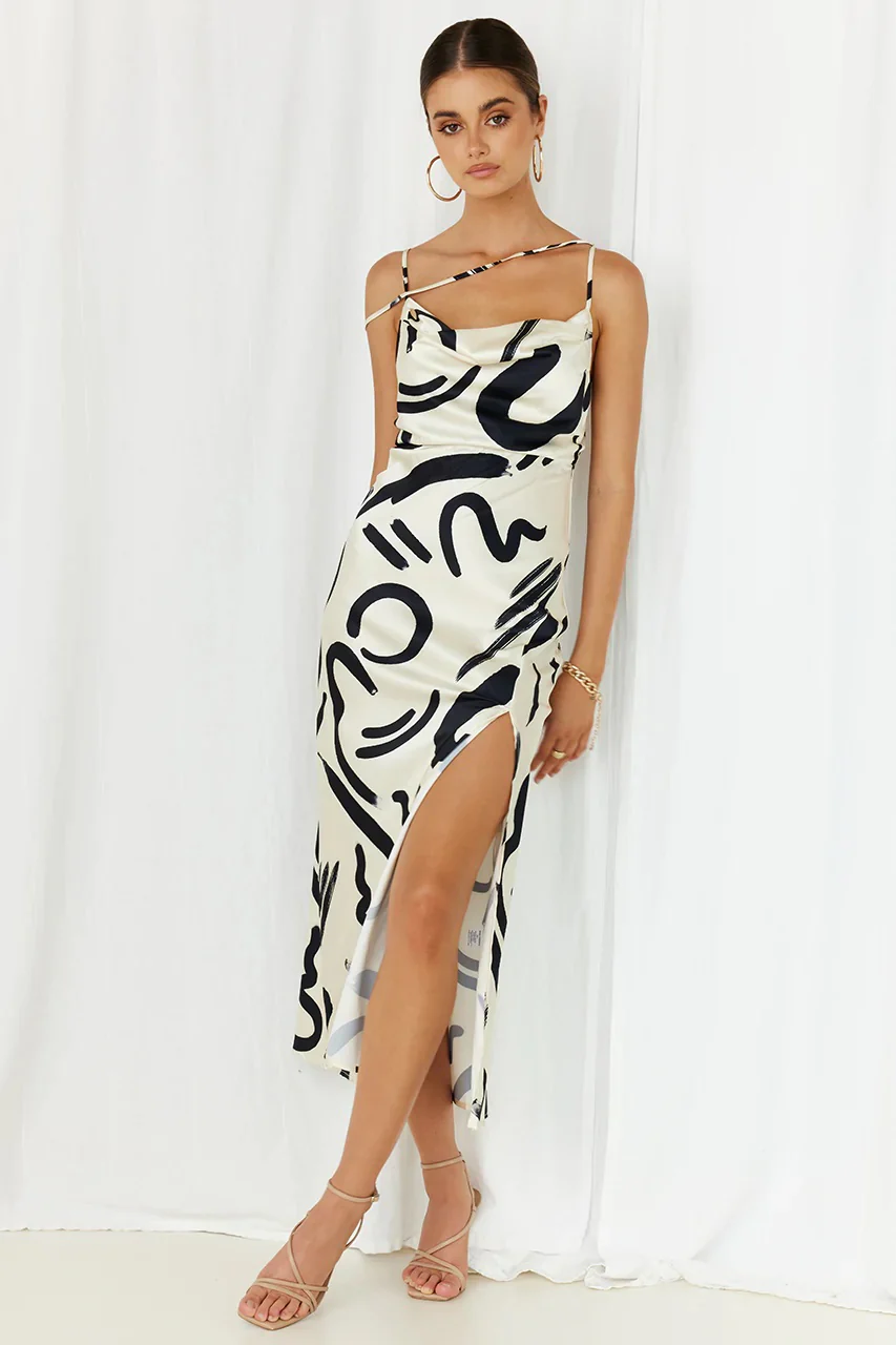 SEVEN WONDERS THE LABEL Womens York Slip Dress Sand Black - Image 5