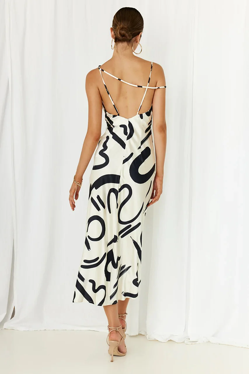 SEVEN WONDERS THE LABEL Womens York Slip Dress Sand Black - Image 9