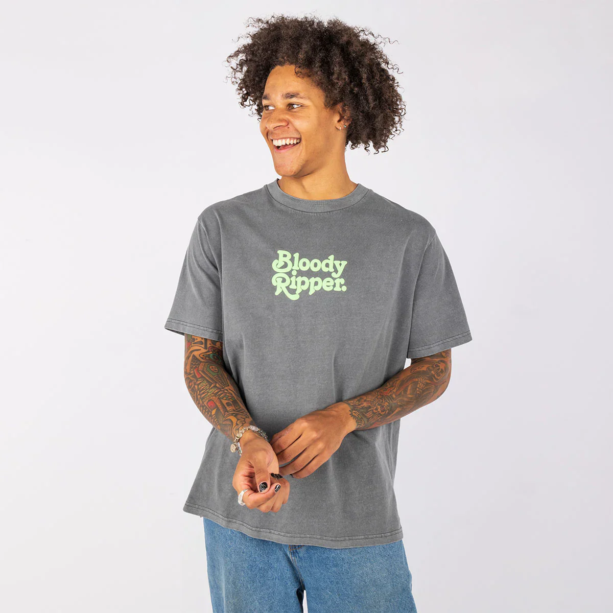 SKWOSH CLUB Mens Bloody Ripper Regular Tee - Charcoal - Image 6
