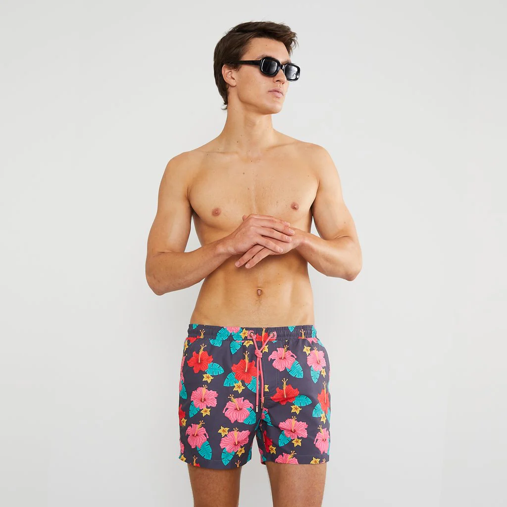 Skwosh Club MENS FRISKY HIBISKY SWIM SHORTS - Image 5