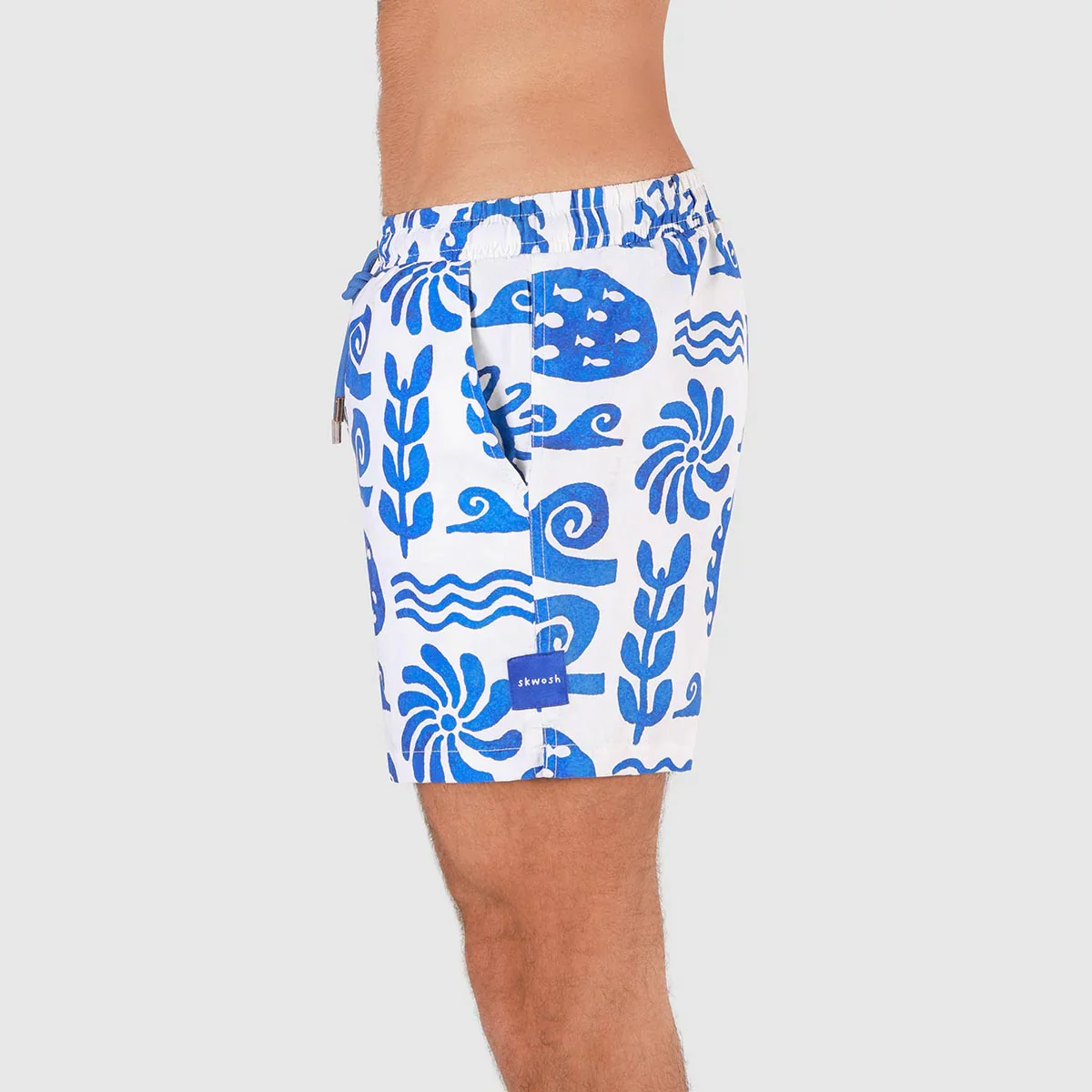 SKWOSH CLUB Mens Greek Yoghurt Swim Shorts in White - Image 5